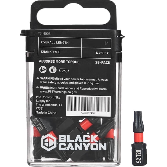 BLACK CANYON Impact Screwdriver Bits, Torx T15, 25-pack