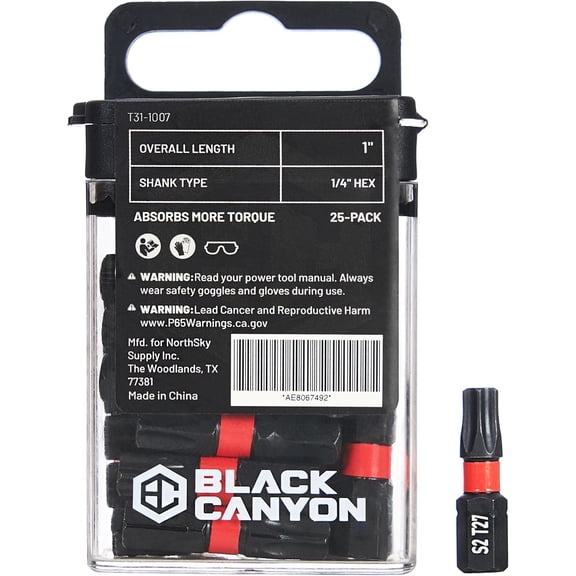 BLACK CANYON Impact Screwdriver Bits, Torx T25, 25-pack