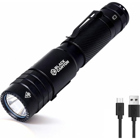 BLACK CANYON LED Flashlight Rechargeable, Small Flashlight 800 Lumen IPX4 Waterproof, Shockproof for Mechanics & Security