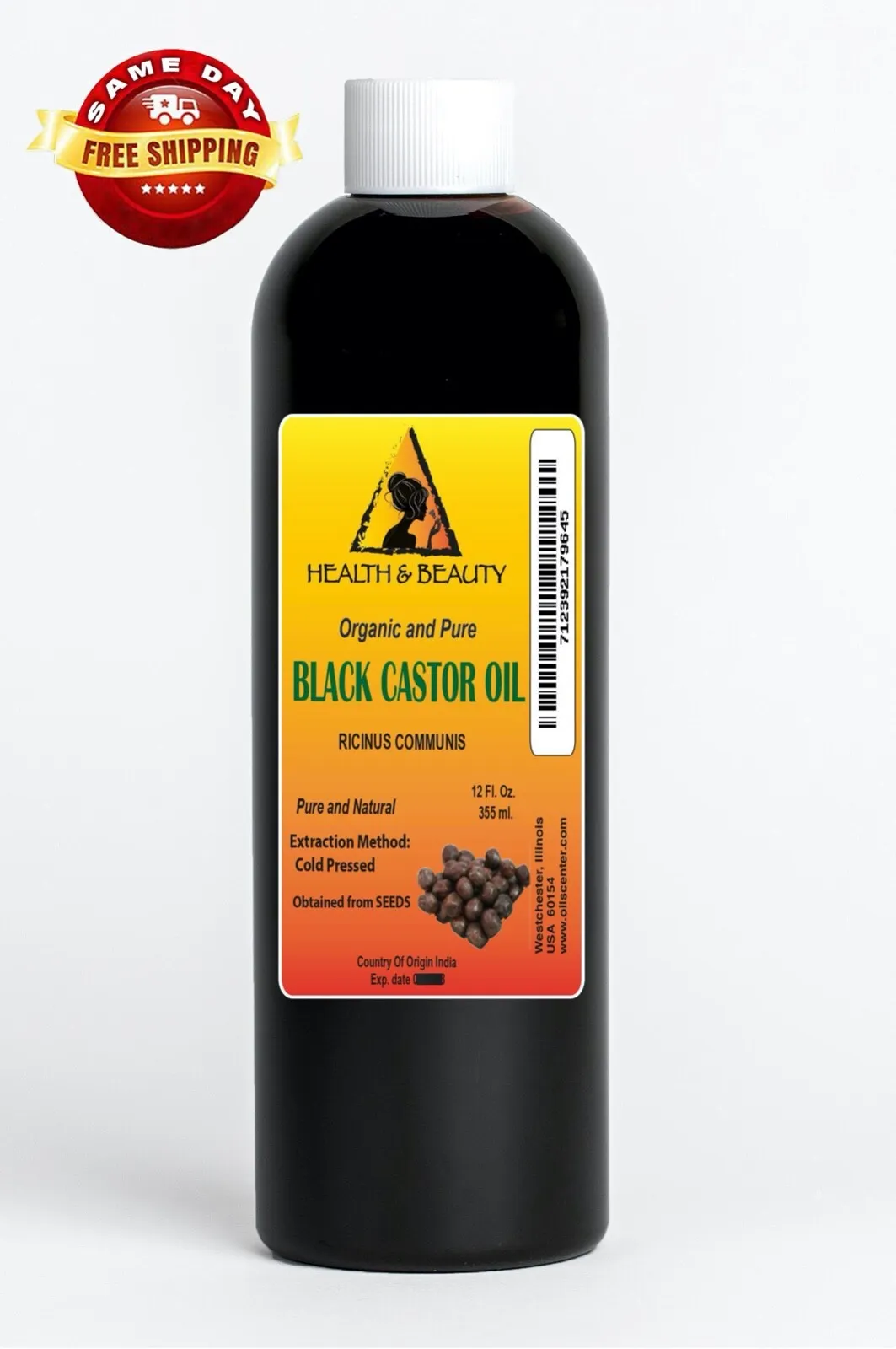 BLACK CASTOR OIL ORGANIC USP GRADE HEXANE FREE COLD PRESSED PREMIUM 12 ...