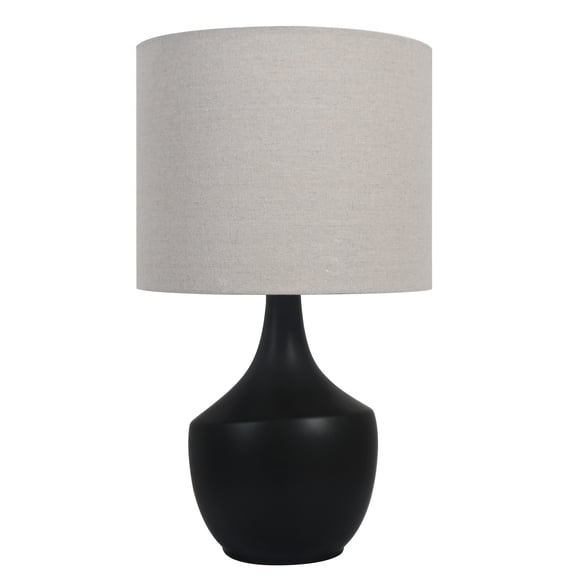 Mainstays 22" Black Ceramic Table Lamp with Oatmeal Linen Shade