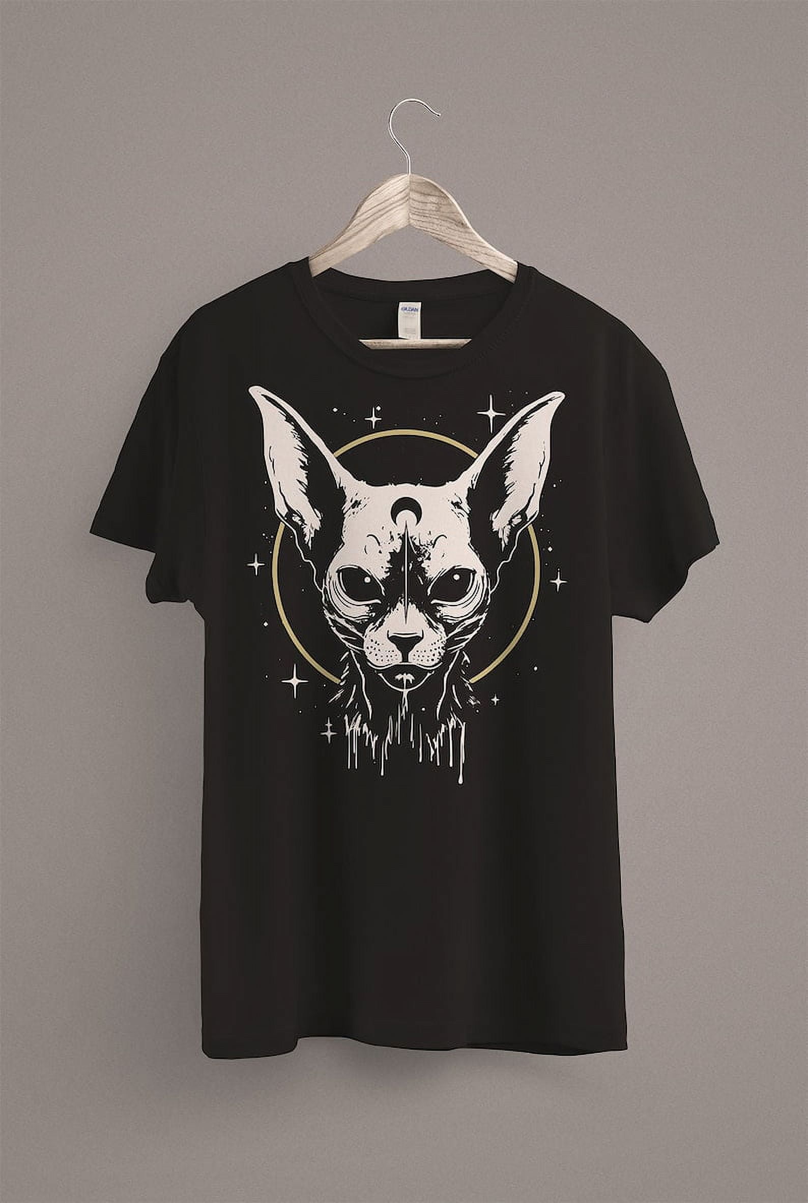 [BLACK] Celestial Sphynx Cat TShirt Pastel Goth Clothing Gothic