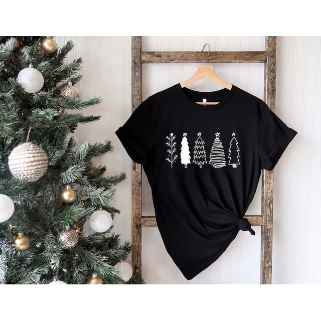 [BLACK] Christmas Trees Shirt, Christmas Shirts for Women, Christmas