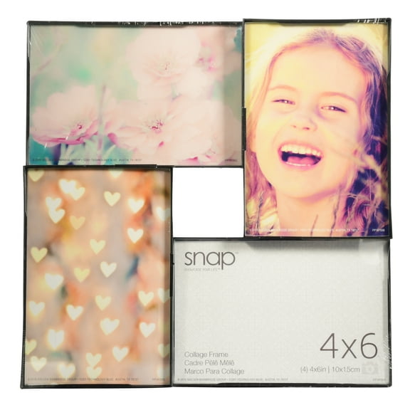 BLACK Collage frame for  4  4x6 prints by SNAP trade  - 4x6