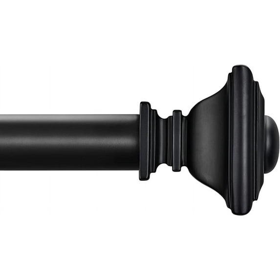 BLACK Curtain Rods for Windows 48 to 84 Inch Adjustable Length 1 Inch ...