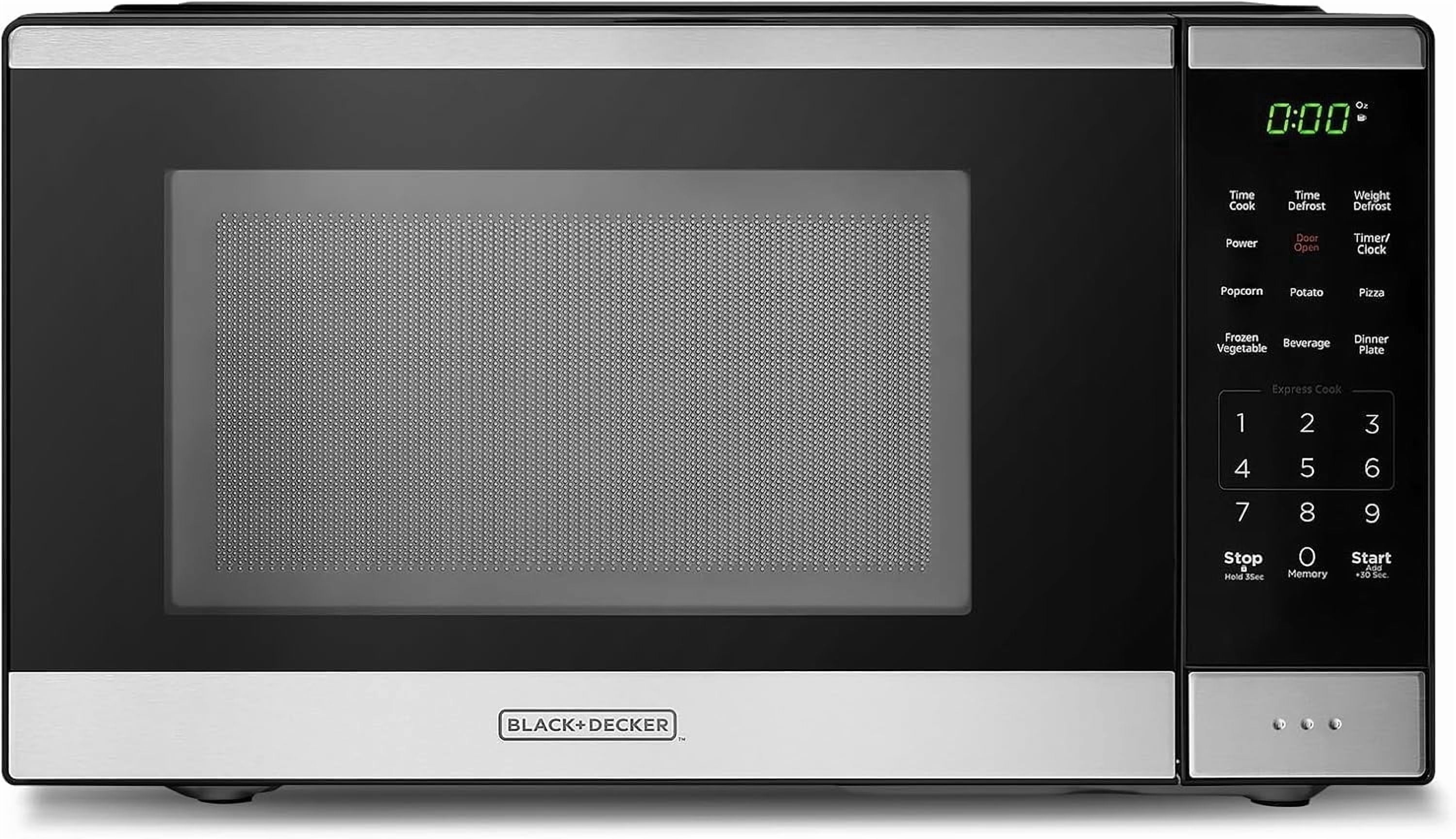 Open Box BLACK+DECKER 0.9 Cu Ft Microwave Oven Countertop , 6 Auto Menus, 10 Power Levels, Digital Panel, 900W