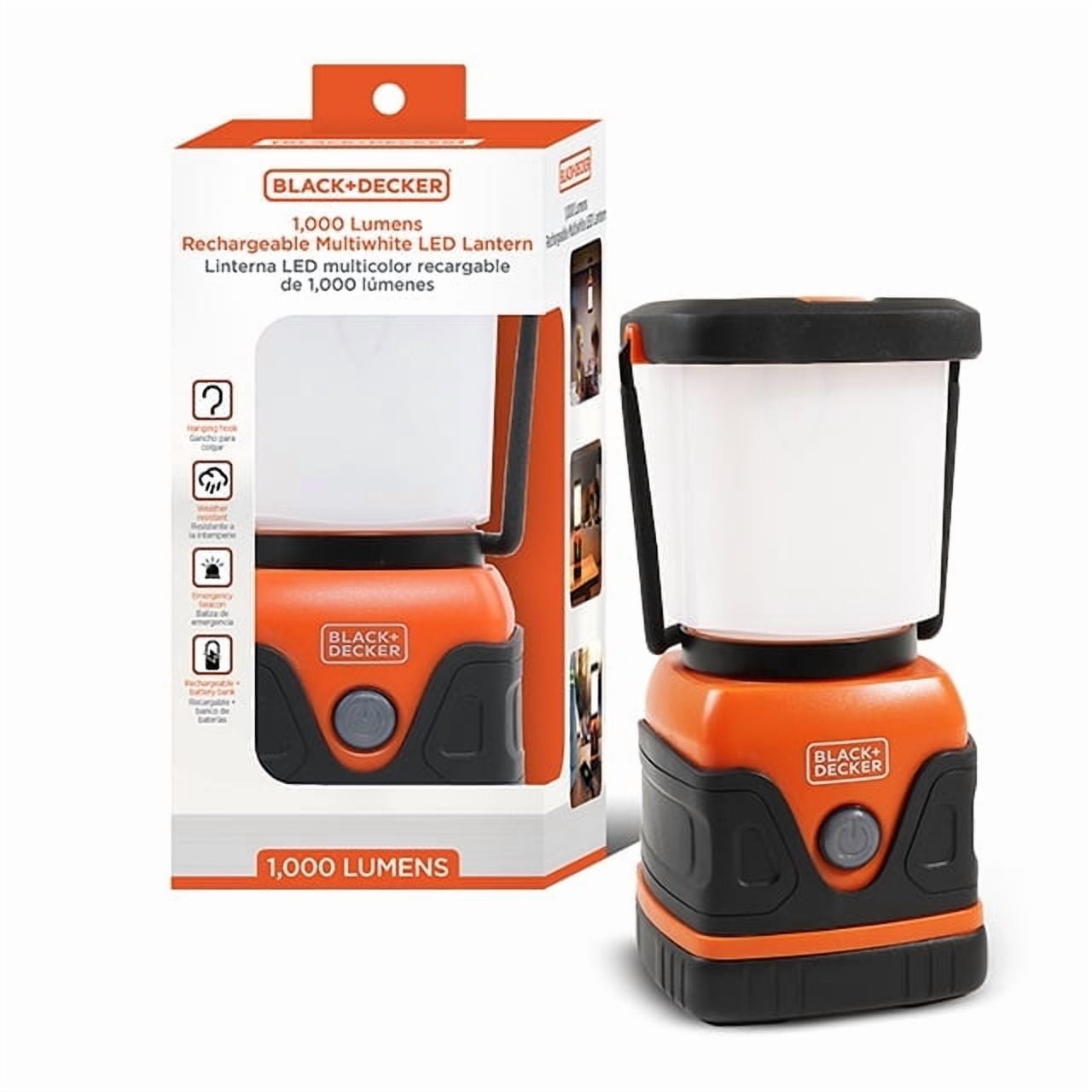 LED Lantern Combo BLACK DECKER Rechargeable LED Flashlight & Lantern - 1000LM, IP65 Waterproof, 8 Modes, Power Bank Led Camping Lantern - View #7