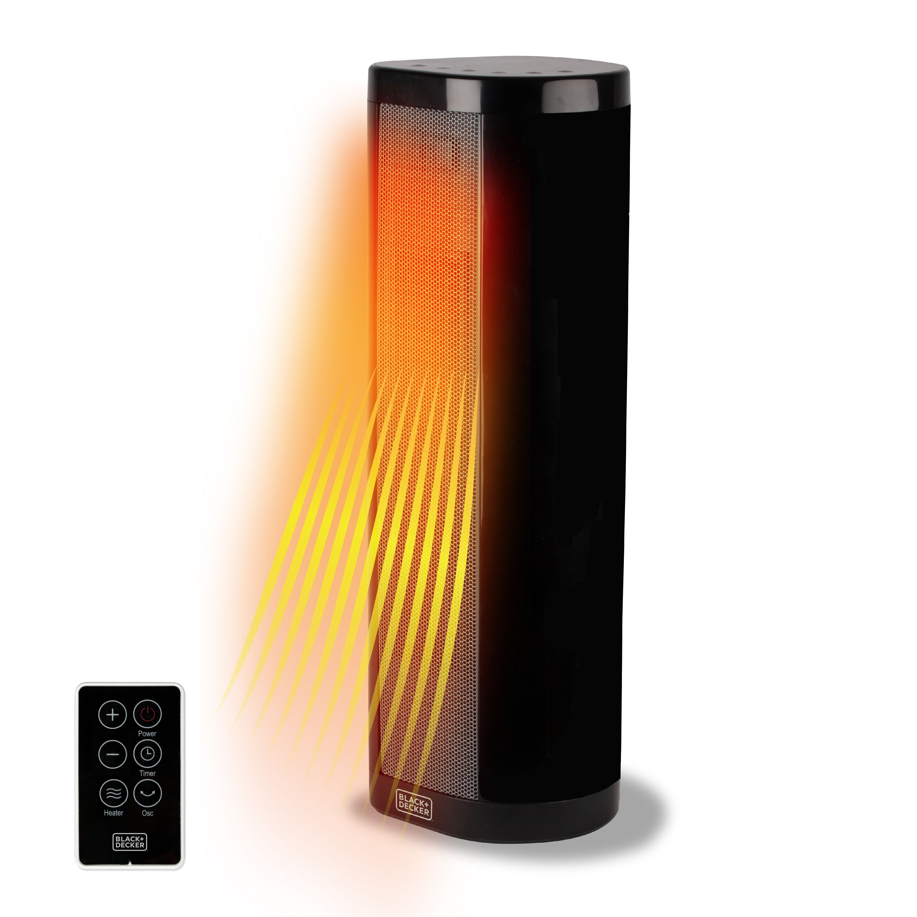 Black Ceramic Electric Tower Heater with Adjustable Thermostat