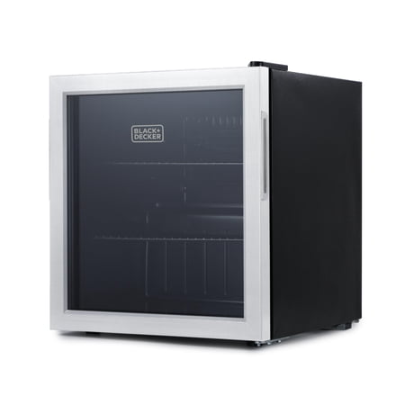 BLACK+DECKER 1.7 Cu. Ft. Beverage Cooler, Beverage Fridge With Double Pane Glass Door