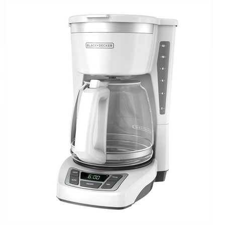 BLACK+DECKER 12-Cup Programmable Coffee Maker with Sneak-A-Cup, Keep Hot Plate, White, CM1160W-1