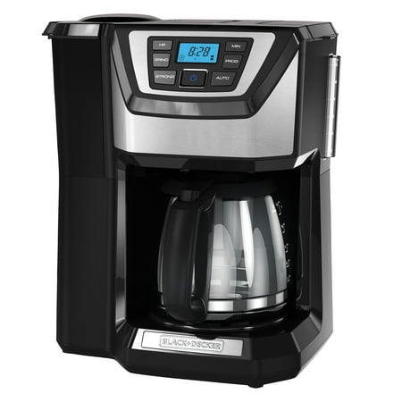 BLACK+DECKER 12-Cup Mill and Brew Programmable Coffee Maker with Built-in Grinder and Reusable Filter, CM5000B