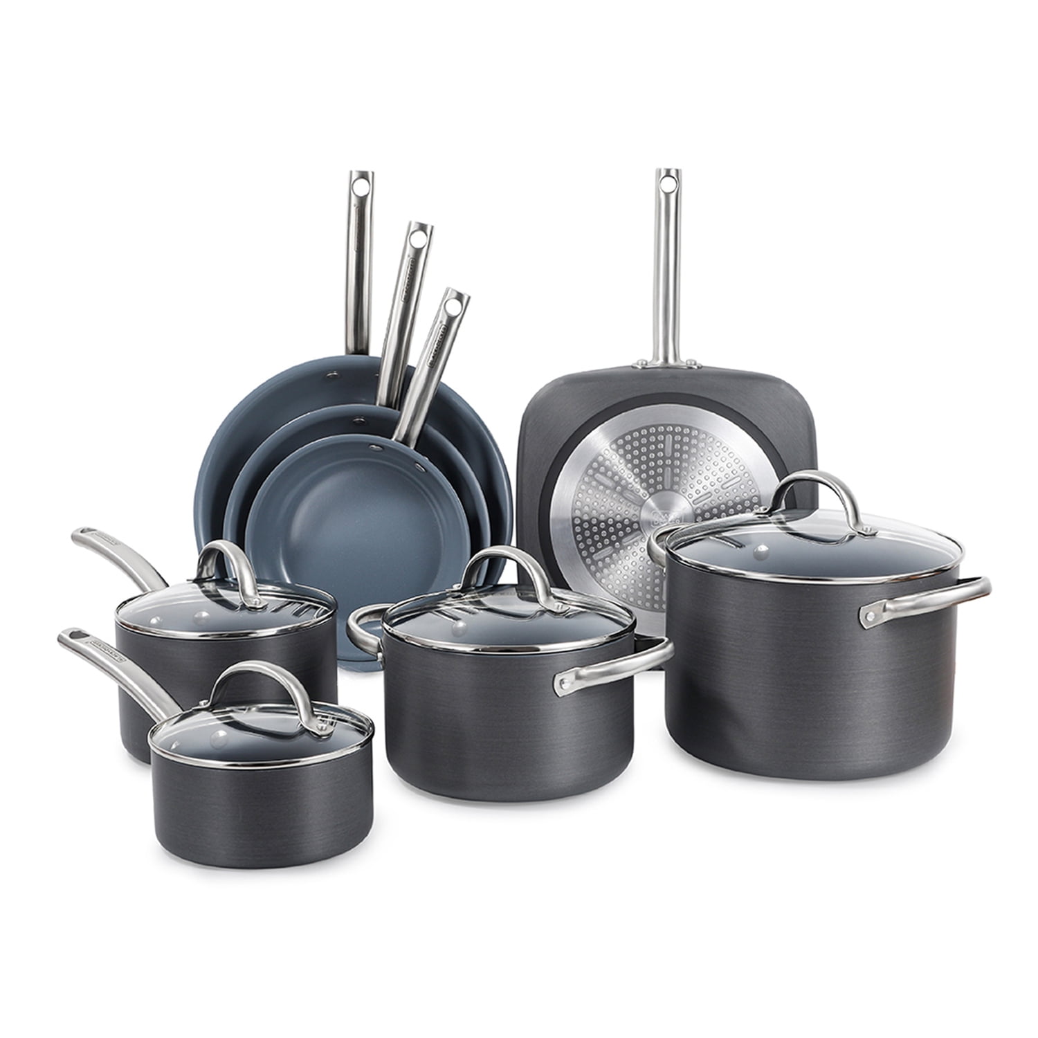 12-Piece Dark Gray Ceramic Non-Stick Aluminum Cookware Set
