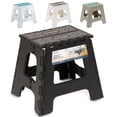thumbnail image 1 of BLACK+DECKER 13" Folding Step Stool, Non-Slip Surface, Holds Up to 330 lbs, Compact & Portable with Carry Handle, Black/Gray, 1 of 8