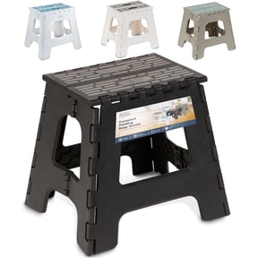 BLACK+DECKER Carbon Fiberglass Folding Step Stool with Carry Handle, Holds Up to 330 lbs, 13", Gray