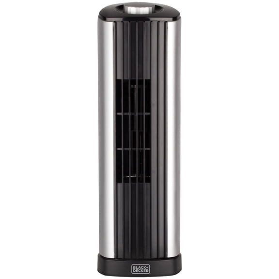 BLACK+DECKER 14-In. 2-Speed Portable Mini Oscillating Tower Fan, Black and Silver, BFT114