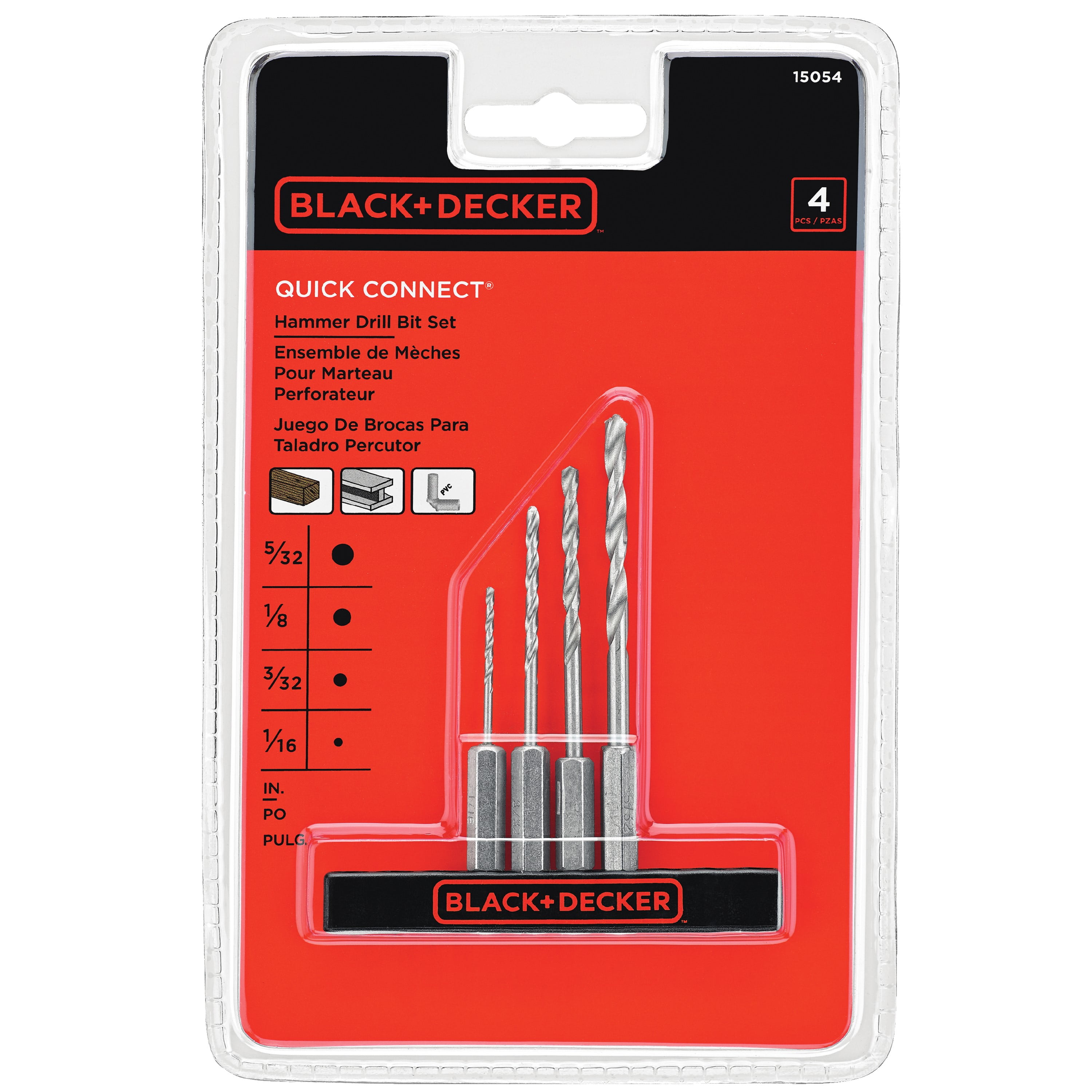BLACK+DECKER 15054 4pc Hex Drill Bit Set