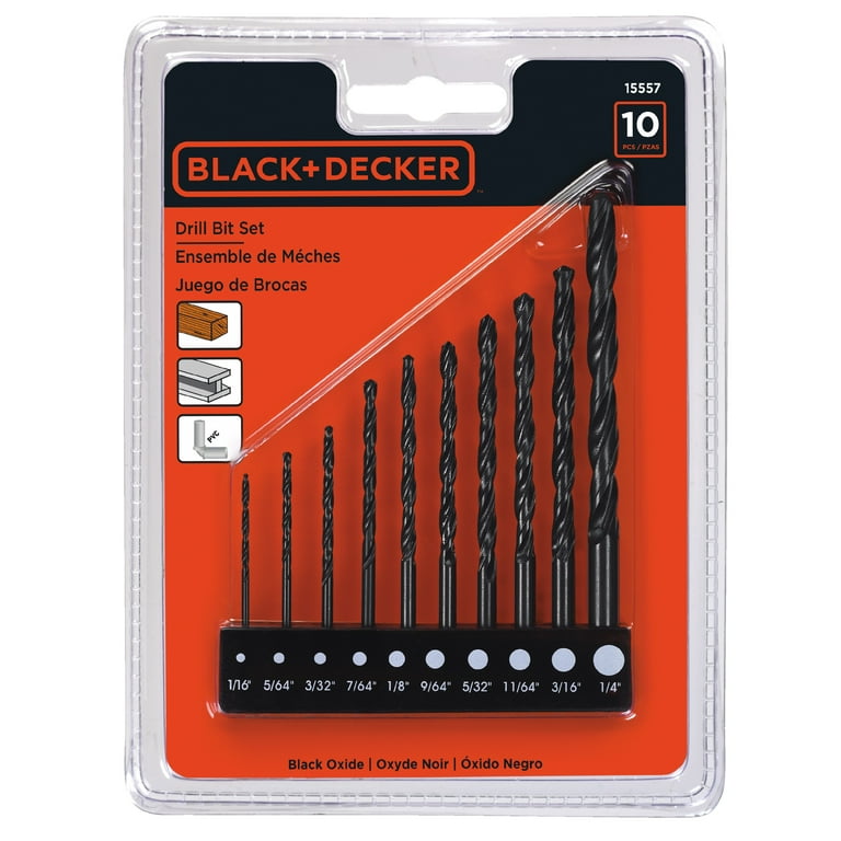 Black & Decker 15557 Drill Bit Set, 10 Pieces, 1/16 - 1/2 in