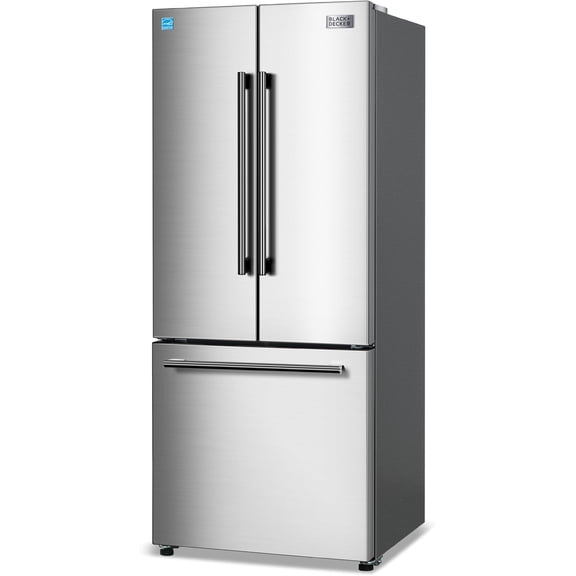BLACK+DECKER 16 Cu. Ft. French Door Refrigerator with Built-in Ice Maker, Bottom Mount Freezer Drawer, Frost Free, ENERGY STAR, BRF1600GIMS