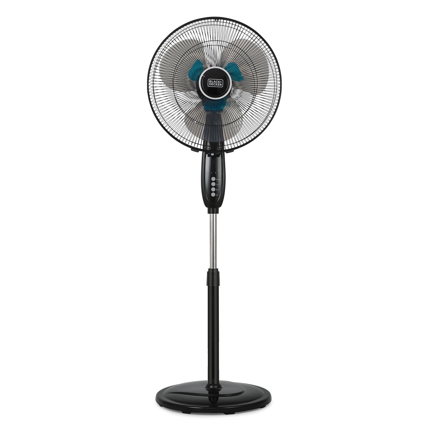BLACK+DECKER 16-In. 3-Speed Dual-Blade Oscillating Stand Fan with Remote, Black, BFSD116B