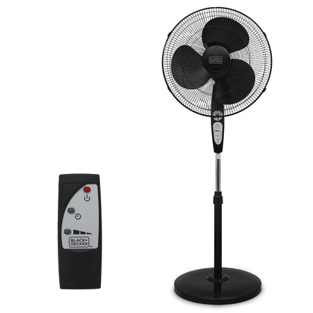 BLACK+DECKER 18-In. 3-Speed Oscillating Stand Fan with Remote, BFSR18, Black