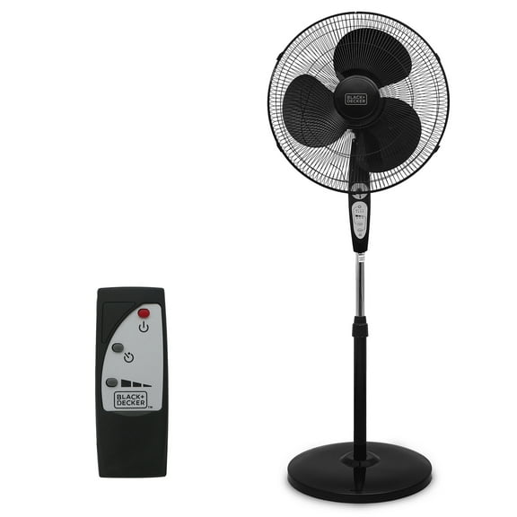 BLACK+DECKER 18-In. 3-Speed Oscillating Stand Fan with Remote, BFSR18 (Black)