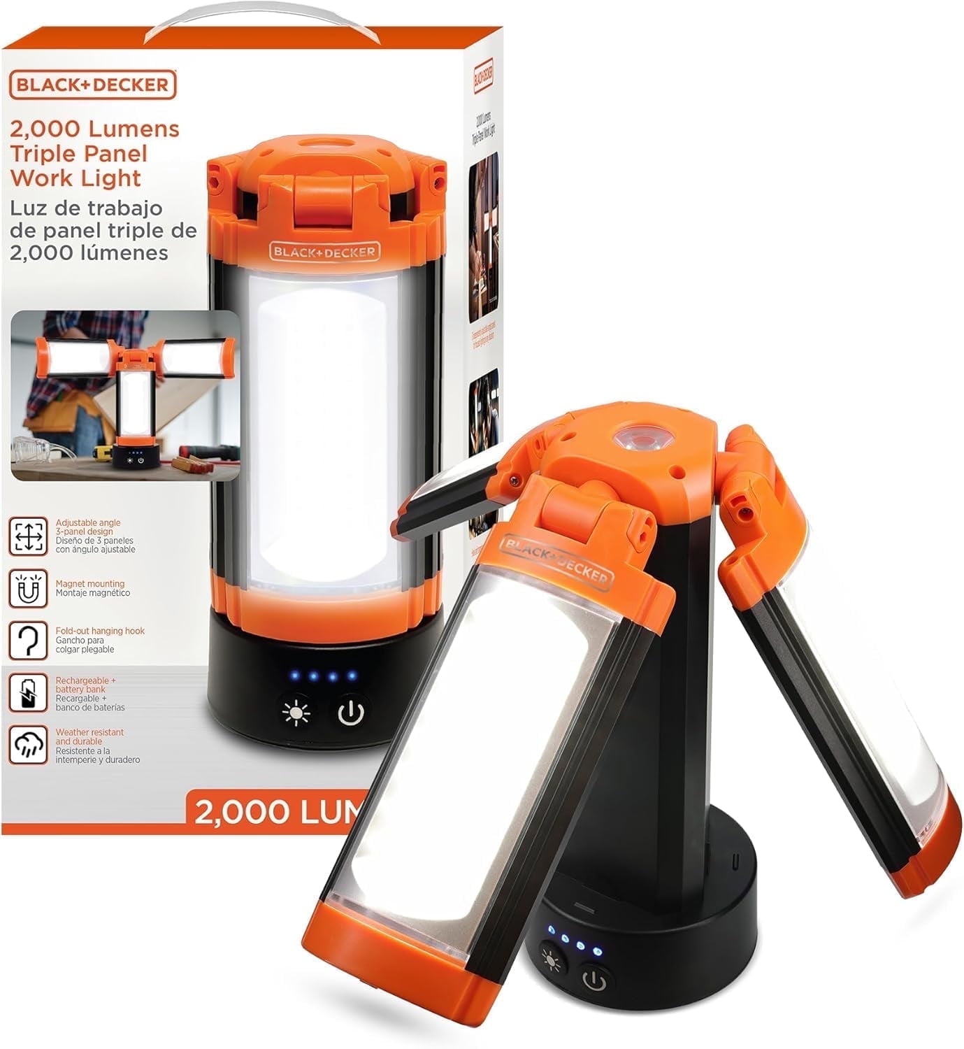 LED Lantern Combo BLACK DECKER Rechargeable LED Flashlight & Lantern - 1000LM, IP65 Waterproof, 8 Modes, Power Bank Led Camping Lantern - View #5