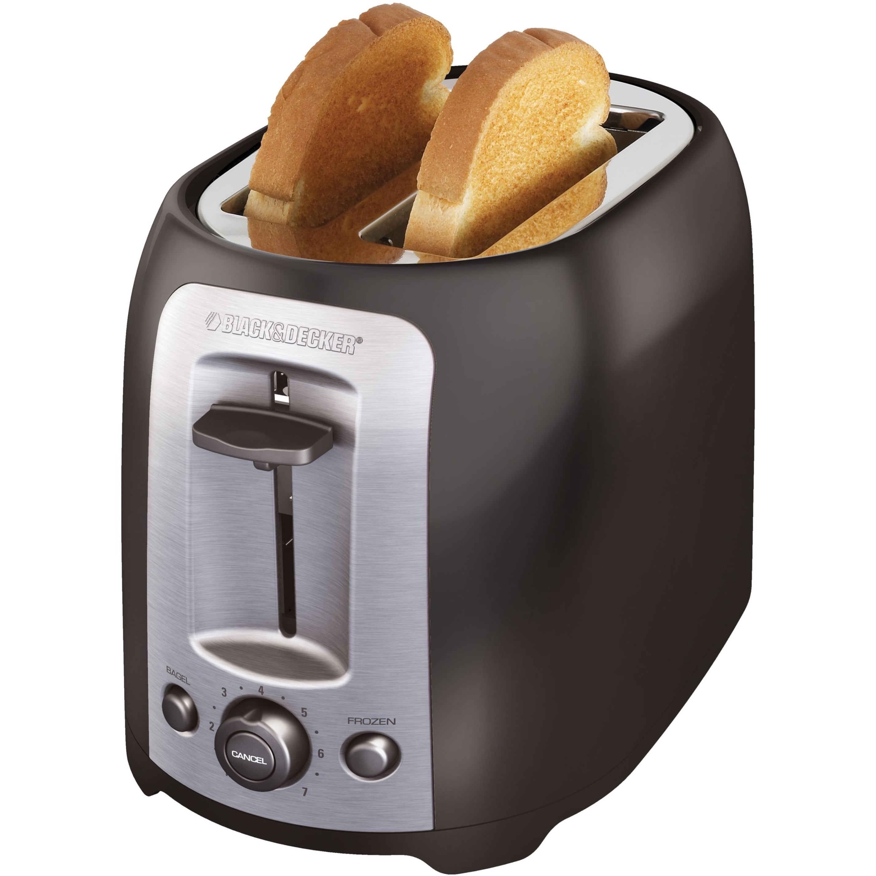 BLACK+DECKER 2-Slice Toaster, TR1278BD, Extra Wide Slots, 7 Shade Settings, 850 Watts, Frozen and Bagel Buttons