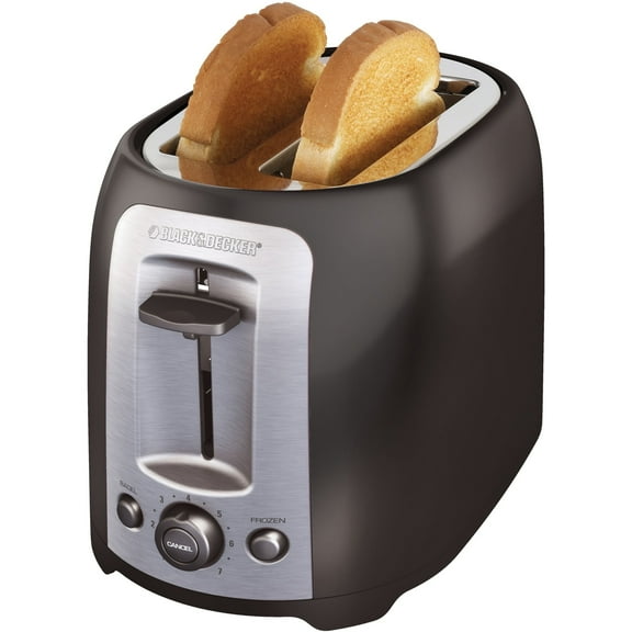 BLACK+DECKER 2-Slice Toaster, TR1278BD, Extra Wide Slots, 7 Shade Settings, 850 Watts, Frozen and Bagel Buttons