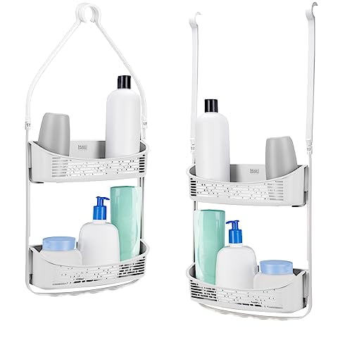 BLACK+DECKER 2-Way Convertible Hanging Anti-Swing Shower Caddy, 2 Way Adjustable Arm