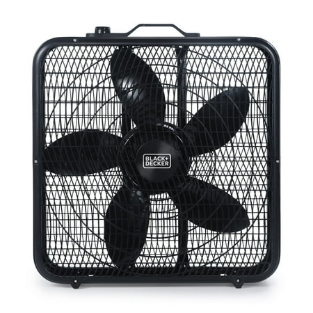 BLACK+DECKER 20" Box Fan with 3 Speed Settings, Powerful 80W Motor, 5-Blade Box Fan with Carry Handle, Rotary Knob, Portable Fan and Cooling Fan for Home, Office, Garage, BFB20SB, Black