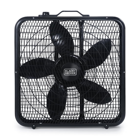 BLACK+DECKER 20" Box Fan with 3 Speed Settings, Powerful 80W Motor, 5-Blade Box Fan with Carry Handle, Rotary Knob, Portable Fan and Cooling Fan for Home, Office, Garage, BFB20SB, Black
