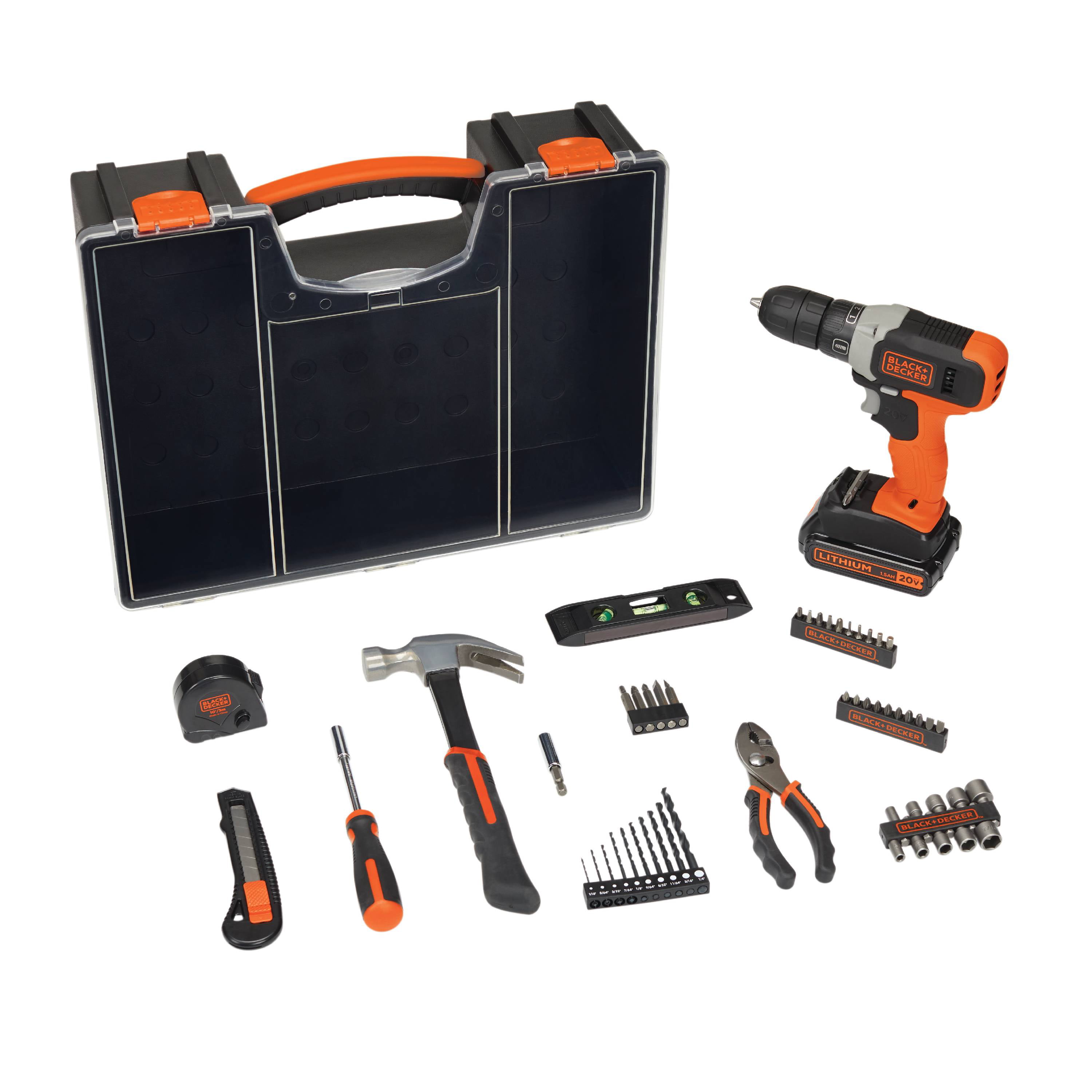 BLACK+DECKER 6-Tool 20-Volt Max Power Tool Combo Kit with Hard Case  (1-Battery Included and Charger Included) & Set High-speed Steel set  Screwdriver