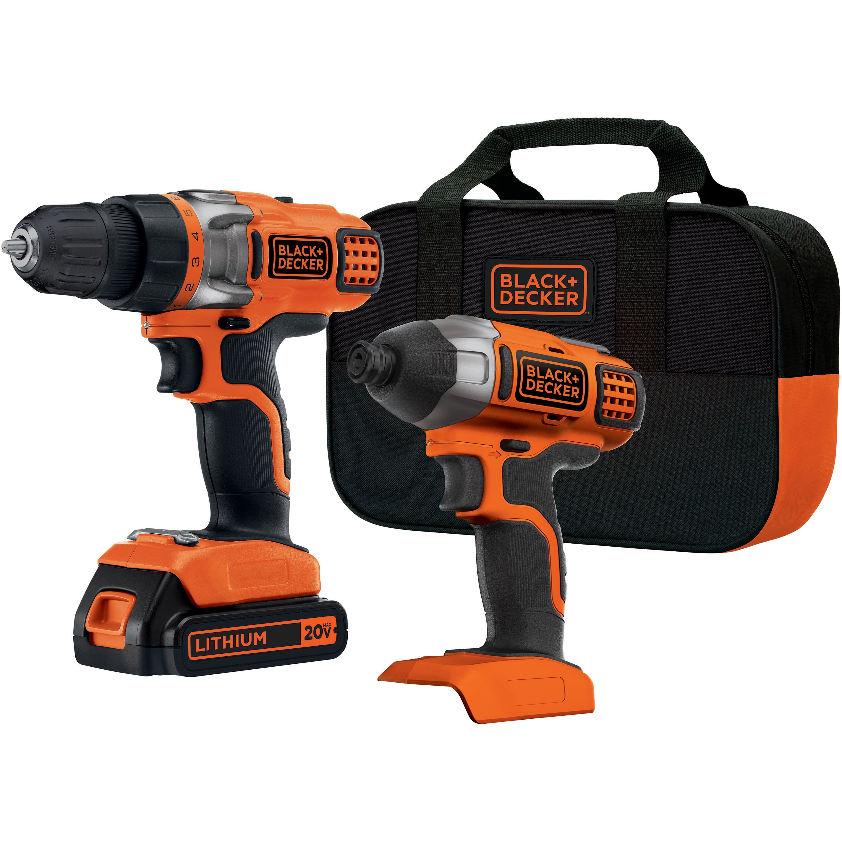 BLACK+DECKER 20-Volt MAX* Lithium-Ion Cordless Drill And Impact Driver With  1 Battery, BDCD220IA-1 
