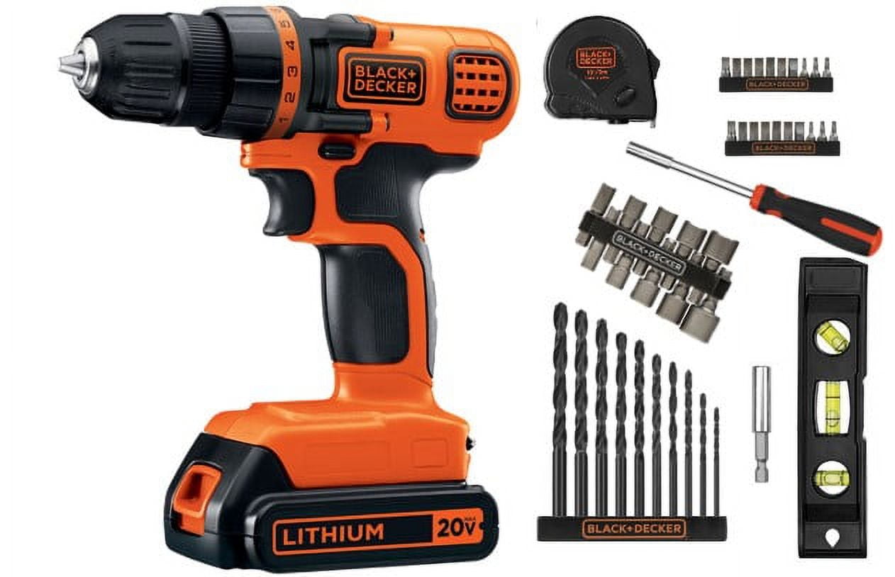 BLACK+DECKER 20-Volt Lithium-Ion Cordless Drill-Driver With 128-Piece  Project Kit, LD120128PKWM