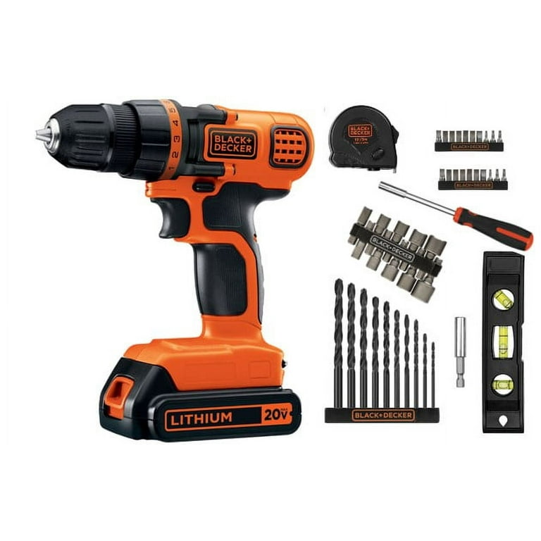 BLACK+DECKER 20-Volt MAX* Lithium-Ion Cordless Drill With 44-Piece Project  Kit 