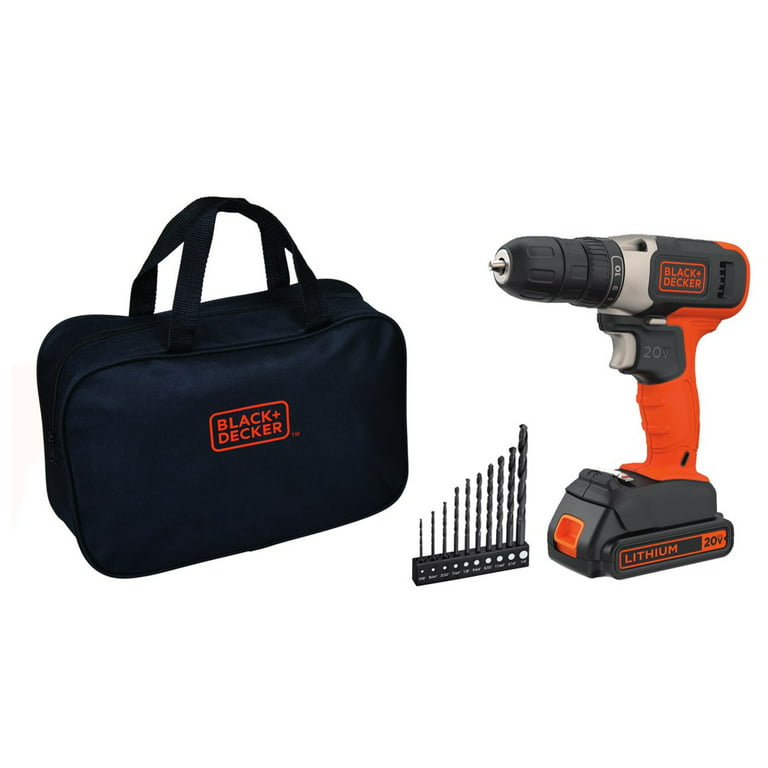 Black and Decker drill & bits 20 volt lithium battery - tools - by