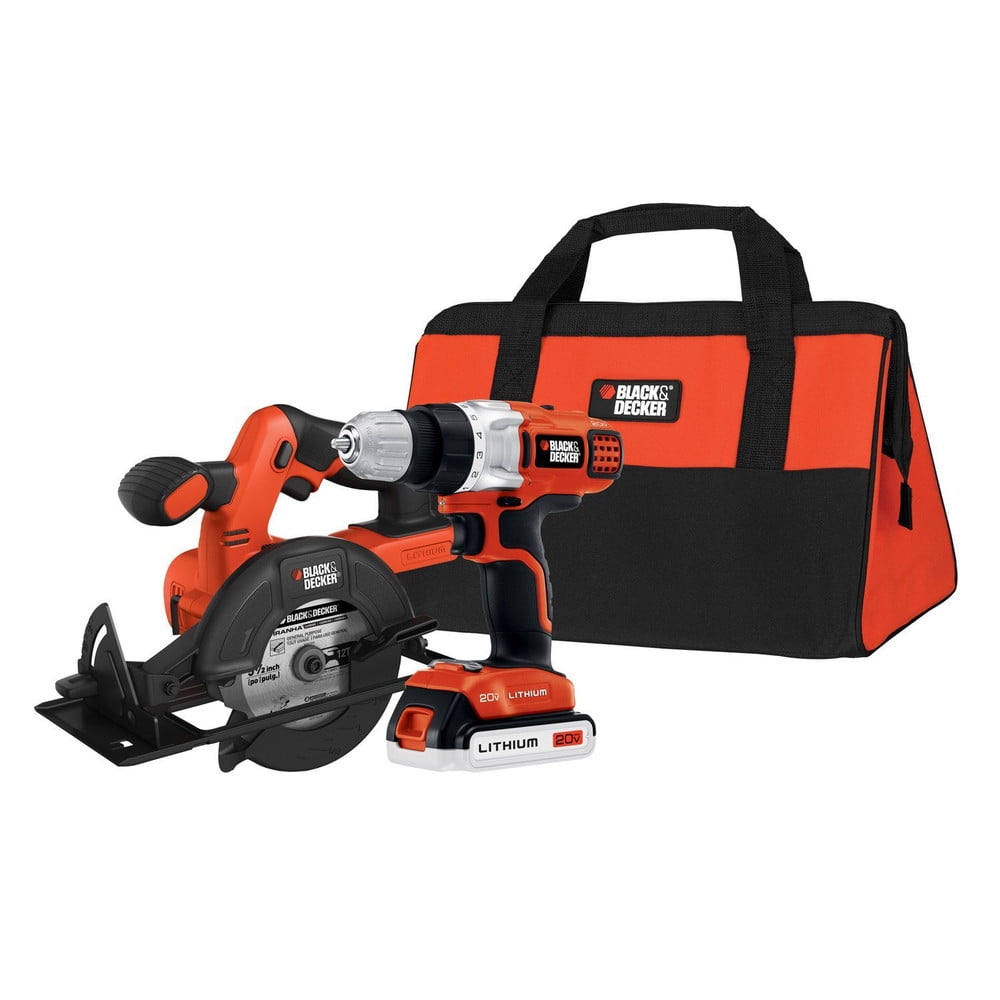 Free Shipping BLACK DECKER BDCD220CS 20 Volt MAX Lithium Ion Drill Circular Saw Combo Kit Walmart