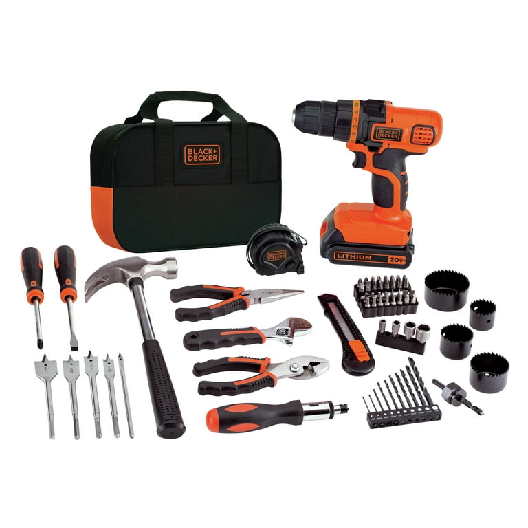 Black & Decker 20-Volt MAX Lithium-Ion Cordless Drill/Driver & 63-Piece  Hand Tool & Accessory Home Project Kit - Power Townsend Company