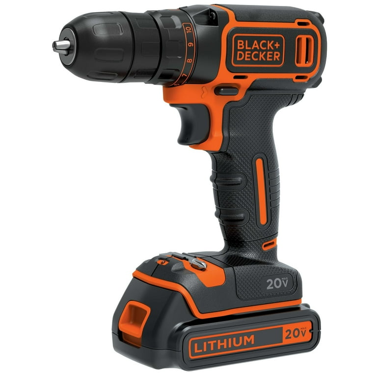 BLACK+DECKER 20-Volt MAX* 1.5 Ah Cordless Lithium-Ion 3/8-Inch Drill-Driver Kit, BDCDD120C BLACK+DECKER 20-Volt MAX* 1.5 Ah Cordless Lithium-Ion 3/8-Inch Drill-Driver Kit, BDCDD120C