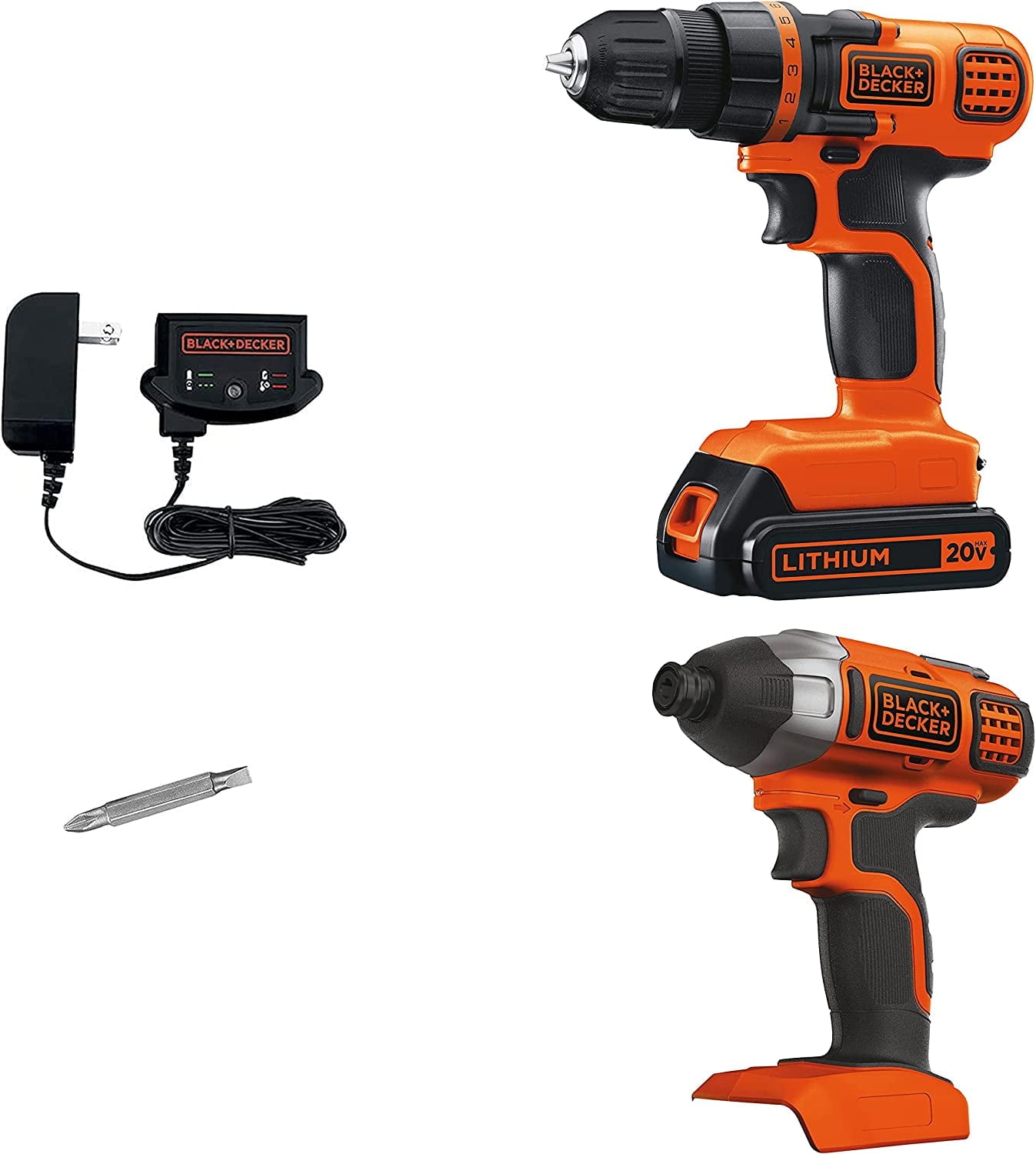 BLACK+DECKER 20V MAX Lithium-Ion Cordless 4 Tool Combo Kit with (2) 1.5Ah  Batteries and Charger BD4KITCDCRL - The Home Depot