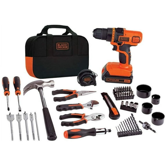 BLACK+DECKER 20V MAX Drill & Home Tool Kit, 68 Piece LDX120PK