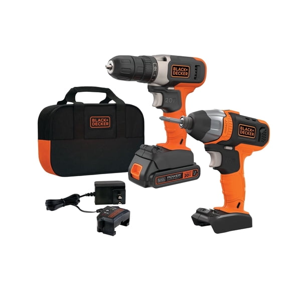 BLACK+DECKER 20V MAX* Drill Impact 2 Kit, (BD2KITCDIBC)