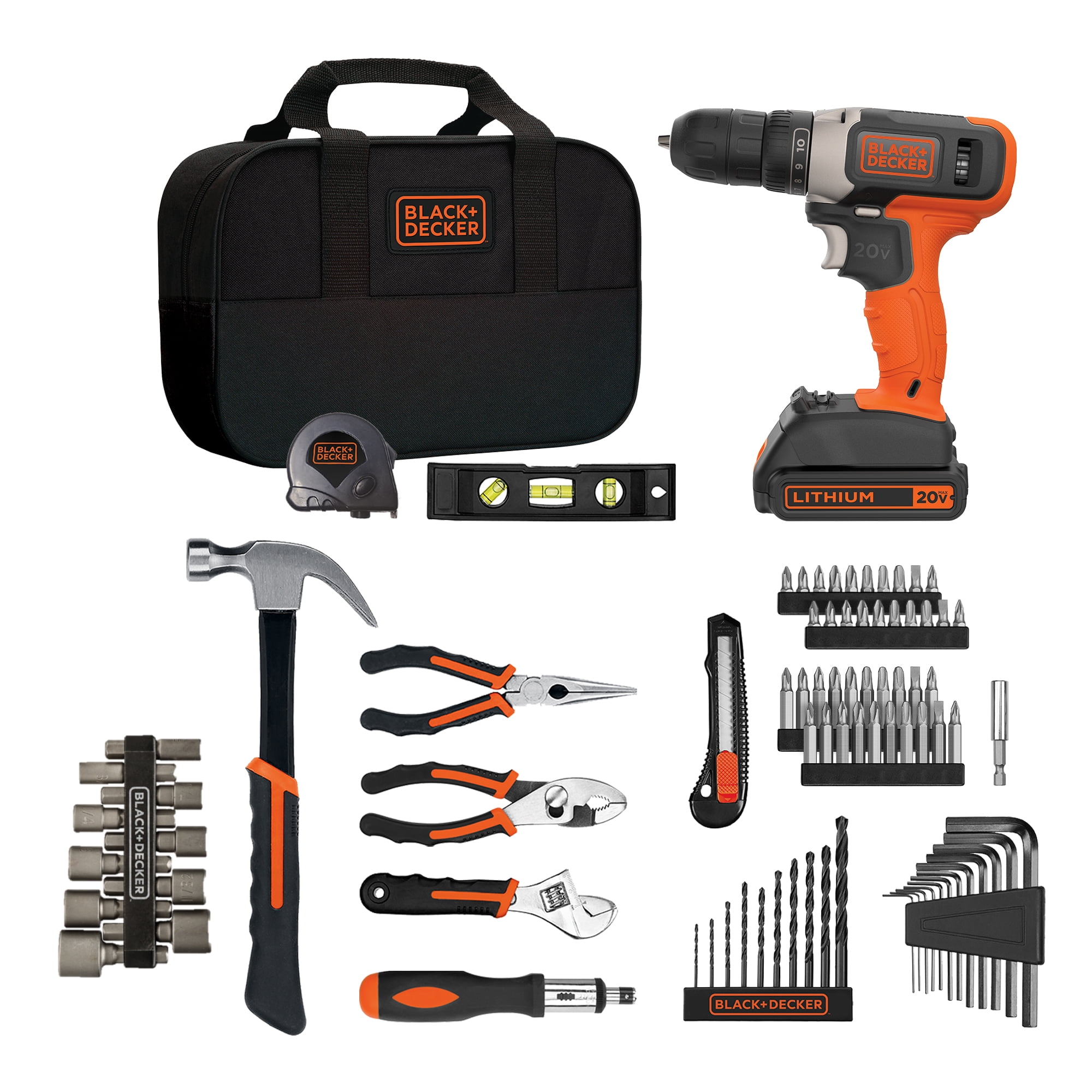 BLACK+DECKER 20V MAX* Lithium Ion Drill 84 Piece Project Kit 
