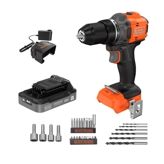 BLACK+DECKER 20V MAX POWERCONNECT Cordless Brushless Drill/Driver Project Kit (Battery & Charger Included)
