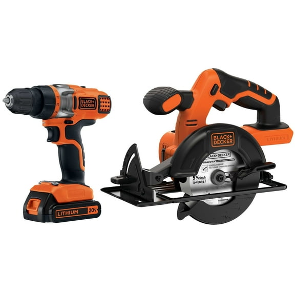 BLACK+DECKER 20V MAX* POWERCONNECT Cordless Drill/Driver + Circular Saw Combo Kit, (BDCD220CS)