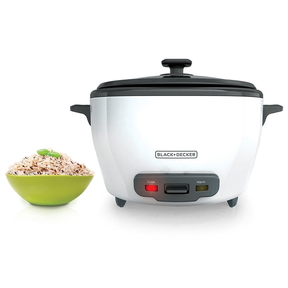 BLACK+DECKER 28-Cup Cooked/14-Cup Uncooked Rice Cooker and Food Steamer, White, RC5280