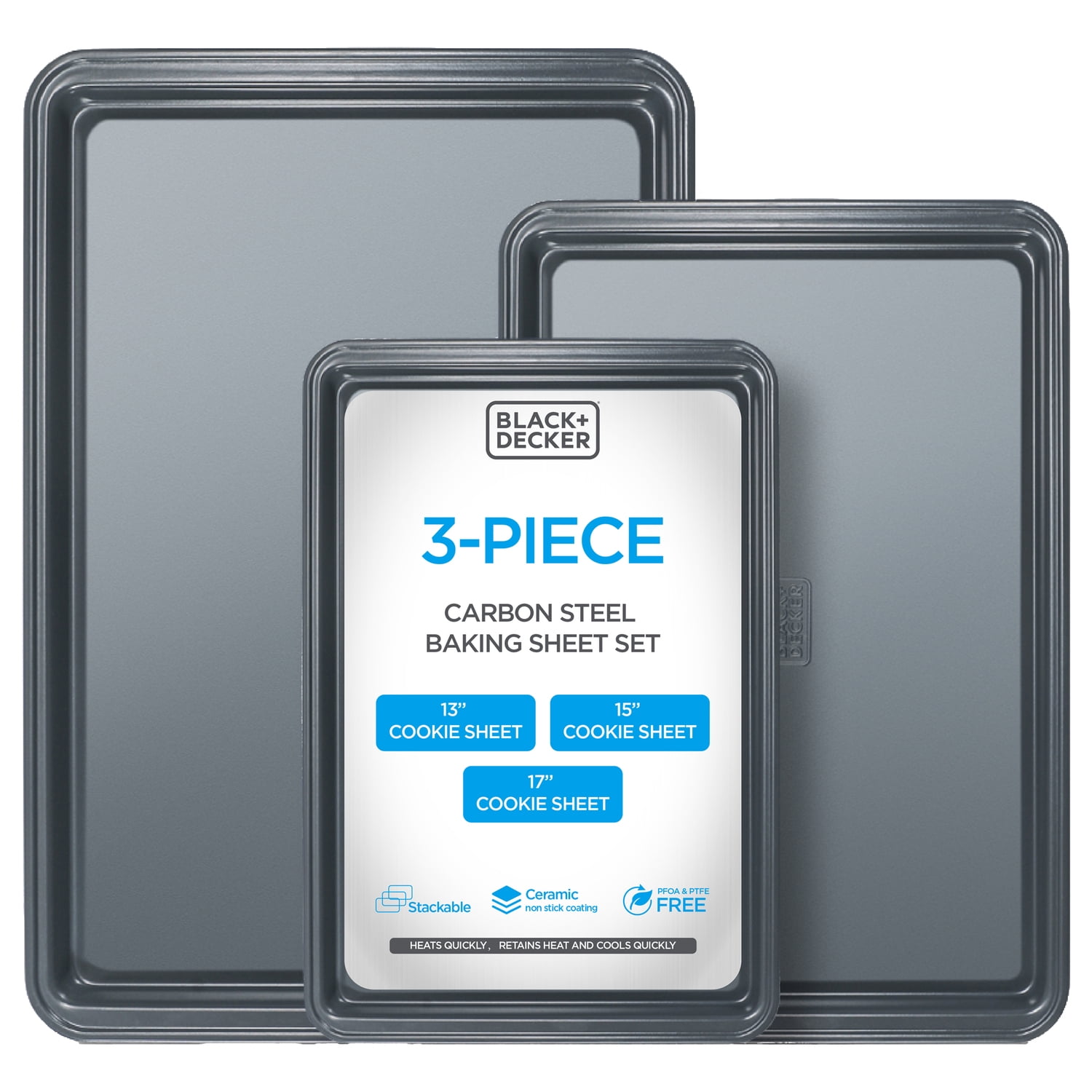 BLACK+DECKER 3-Piece Carbon Steel Baking Sheet Set