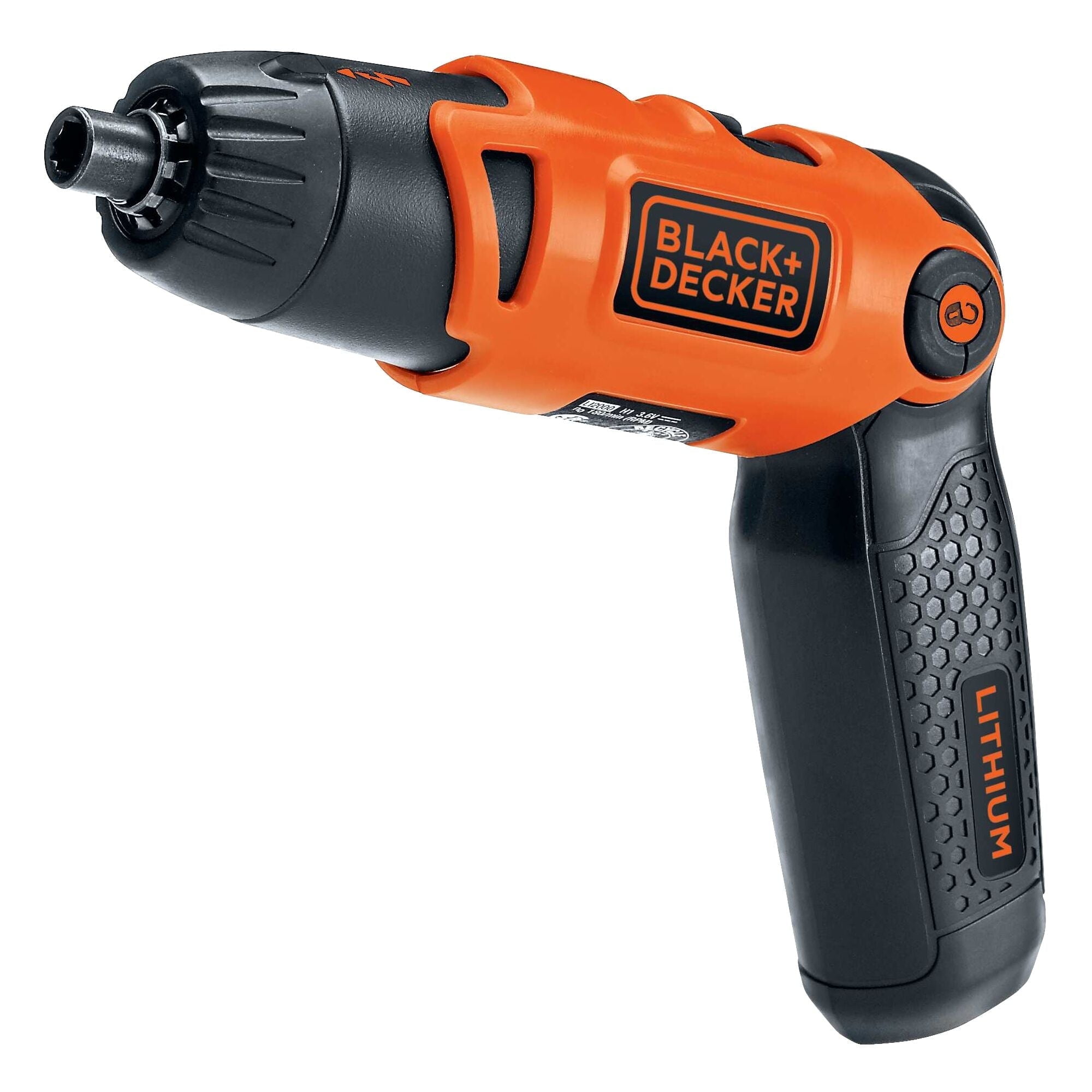 BLACK+DECKER Cordless Screwdriver with Pivoting Handle, USB Charger and 2 Hex Shank Bits (LI2000)