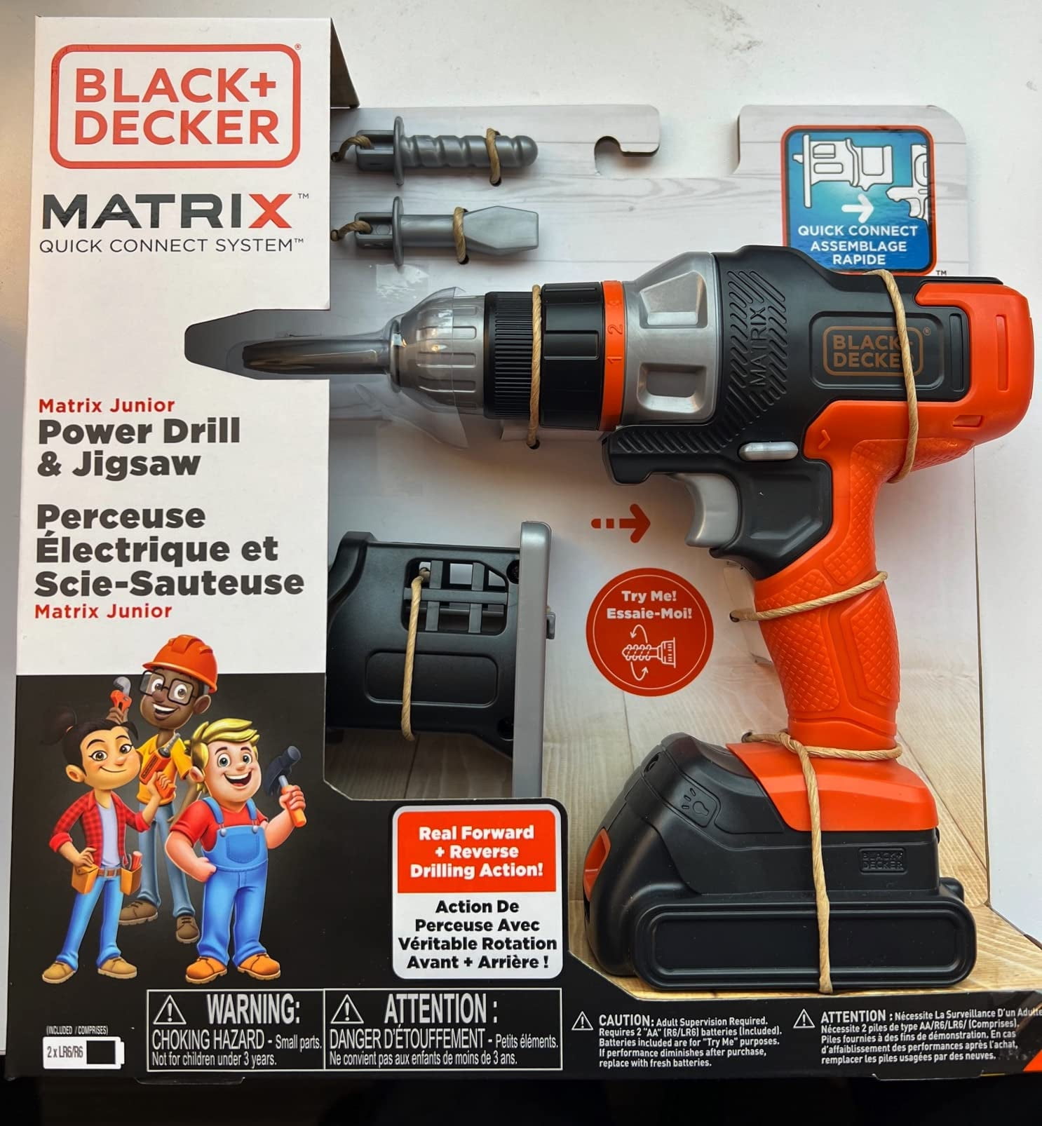 Black & Decker Matrix Jr Power Drill & Jigsaw Kids Tool Play Toy, Orange Child 3+
