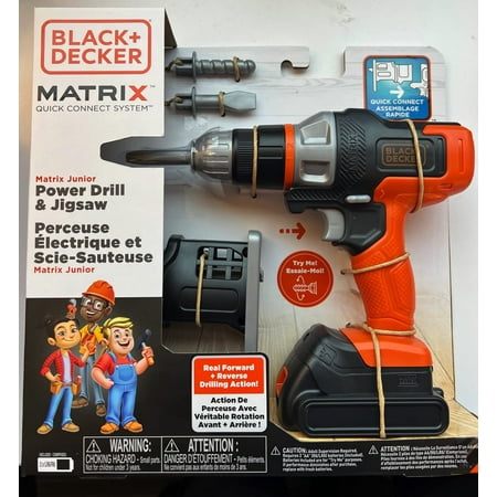 Black & Decker Matrix Jr Power Drill & Jigsaw Kids Tool Play Toy, Orange Child 3+